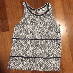 Old Navy Blue Floral Eyelet Trim Tank Top